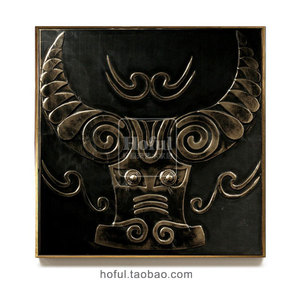 高档装饰画抽象浮雕画客厅玄关办公室公司牛气冲天墙画牛头壁画