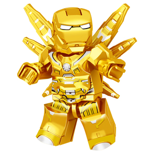 黄金钢铁侠小人马克85盔甲兼容乐高复仇者联盟4人仔拼装积木玩具3
