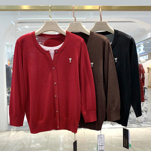 莱赛莉丝c2535女装2022春新款圆领假两件天丝针织衫气质套头毛衣
