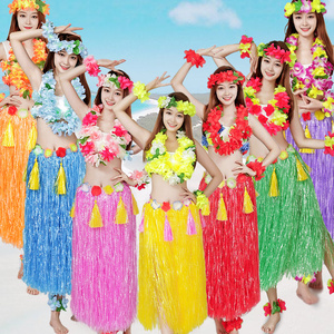 夏威夷草裙舞成人男女套装草裙舞服装八件套装80cm双层加厚演出服