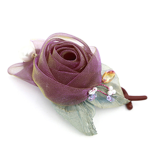 梵茜绢纱花朵发饰立体玫瑰花发夹顶夹扭夹盘头发饰品卡子牛筋夹子