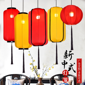 中式布艺吊灯笼广告定做仿古宫灯中国风饭店餐厅商场婚礼装饰挂灯