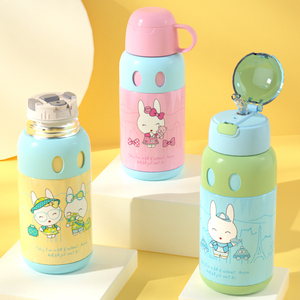 班尼兔儿童保温杯316食品级带吸管幼儿园男童水杯宝宝女孩水壶