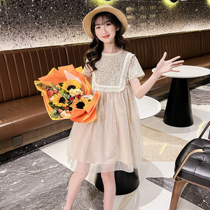 女童夏装连衣裙2022新款7中大童9儿童11网红洋气十岁女孩网纱裙子