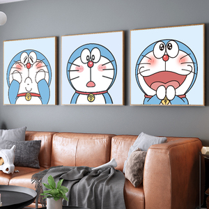 哆啦a梦挂画潮流卡通动漫卧室儿童房间装饰画客厅沙发背景墙壁画