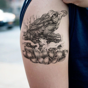 防水纹身贴 金蟾 招财神兽 逼真 刺青 传统图案 大图 纹身贴纸