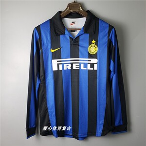 国米1998 99复古长袖大罗巴乔西蒙尼罗纳尔多萨内蒂德约卡夫球衣