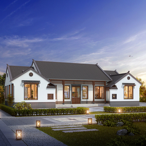 a539一层农村自建房设计图中式简单经济型小别墅图纸带堂屋效果图