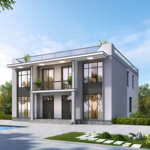 b8291农村二两层兄弟合建双拼小别墅新款现代简约自建房施工图纸