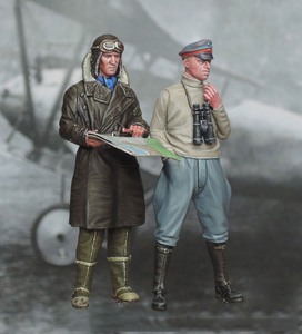 树脂兵人 1/32 54mm 一战树脂空军飞行员2人组 1729g新款