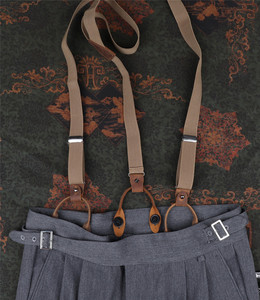 e624男士复古阿美咔叽黑色金属牛皮背带rrl手工背带西部牛仔穿搭