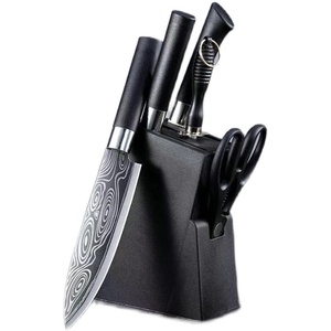 冰点花钢纹黑色六件套刀具黑钢德国不锈钢刀具厨房套装组合家用菜