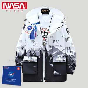 NASA大码外套男生春秋新款男士休闲加厚衣服冬季加绒工装夹克男潮