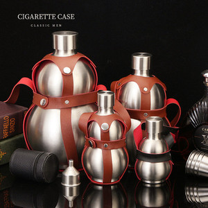 高档食品级304不锈钢加厚款葫芦酒壶1斤3斤5斤户外随身金属酒瓶