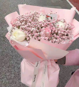 9朵混搭玫瑰满天星花束2.14情人节江西宜春袁州高安鲜花同城速递
