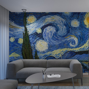 梵高星空影视墙布壁画客厅沙发无缝油画墙墙纸客厅电视背景墙壁纸