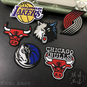 NBA球队刺绣布贴 标志湖人勇士公牛火箭森林狼运动衣服徽章补丁贴