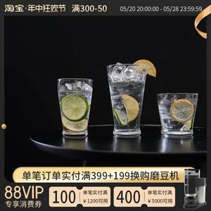 日本石塚硝子 锤目纹复古玻璃杯 家商用透明冷饮果汁啤酒咖啡茶杯