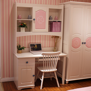 002人付款淘宝全实木儿童书桌书架一体带书柜组合学生写字桌女孩家用