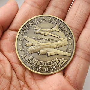 美国空军B17轰炸机镀青古铜纪念章 把玩摆件创意空军硬币纪念币