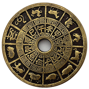 中国镂空十二生肖时辰罗盘青古铜纪念章 张天使浮雕工艺纪念币