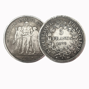 1875法国旧仿古白铜银元纪念币 外国硬币自由和平银币纪念章