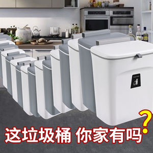 挂壁式厨房垃圾桶家用厨柜门带盖分类收纳筒可悬挂拉盖滑盖垃圾筒