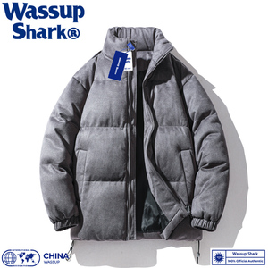 Wassup Shark美式麂皮绒羽绒棉衣男女款冬季复古潮加厚保暖面包服