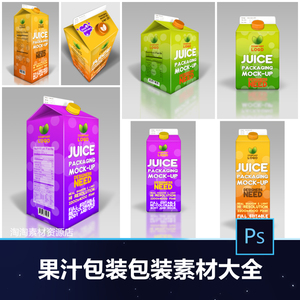 果汁饮料纸盒产品铝箔袋软包装智能贴图psd样机vi设计素材模板