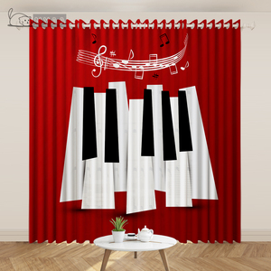 黑白键盘钢琴门帘音乐艺术培训中心教室琴行乐器店装饰背景窗帘布