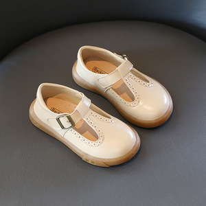 英伦风女童皮鞋软底浅口宝宝鞋牛筋底防滑小女孩单鞋