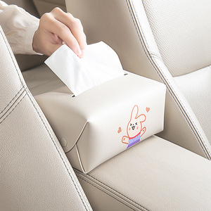 高级感车载纸巾盒车上扶手箱放餐巾汽车内专用挂式抽纸盒可爱简约