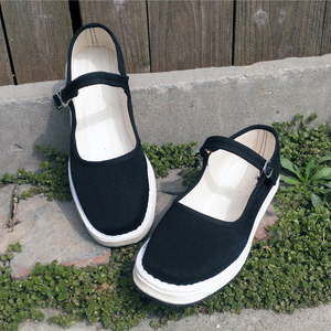 黑色方口布鞋
