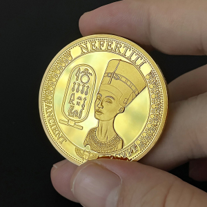 埃及纳芙蒂蒂金属纪念章 狮身人面像硬币金字塔文化镀金币镀银币