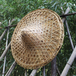 大红军斗笠帽手工竹编古风侠客帽复古舞台演出影视道具渔翁垂钓帽