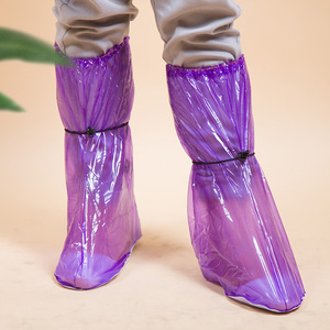 PVC超长防雨防寒鞋套 男女磨砂珠光平跟雨鞋套厂家 长筒防雨鞋套