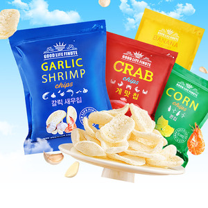 韩国进口FINUTE蒜味Garlic大虾片240g*2包网红零食膨化薯片抱抱袋