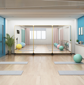 可移动舞蹈镜子超大全身落地镜瑜伽室健身房家用练舞跳舞镜带轮子