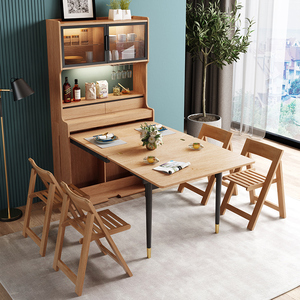 实木餐边柜伸缩桌椅