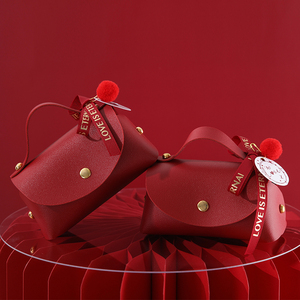 ins喜糖盒皮质创意婚礼糖果包装新款欧式结婚伴手礼礼物袋手提包