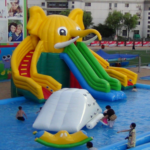 儿童水上乐园大象玩具滑道充气龙头冰雪世界彩虹支架水池滑梯定制