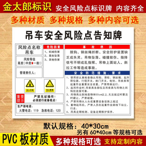 吊车安全风险点告知卡危险源防范措施操作规程警示提示禁止标识牌