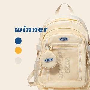 优胜者WINNER大容量书包女大学生简约旅行背包电脑包高中生双肩包