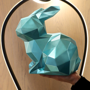 高级轻奢几何兔子存钱罐只进不出寓意好的摆件客厅入户玄关装饰品