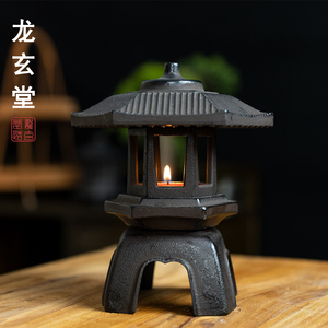 日式创意铸铁香炉 雪见灯烛台铁质禅意复古 茶空间氛围灯茶室摆件