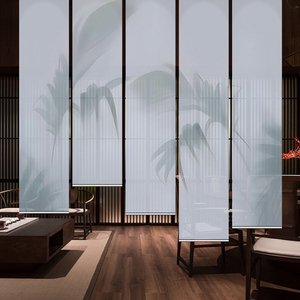 新中式简约现代屏风软隔断装饰客厅玄关茶室帘半透明遮光卷帘窗帘
