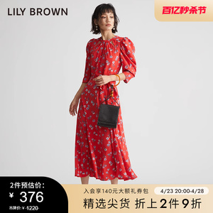 LILY BROWN春夏 法式宫廷泡泡袖碎花连衣裙LWFO211009