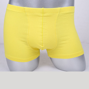 韩将时尚弹力纯色中腰男士平角内裤头棉质性感透气舒适黄色本命年