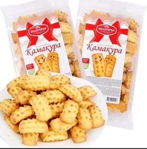 俄罗斯玉米酥性饼干手指饼干原味粗粮250g*2包休闲零食红丝带进口