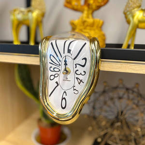 movebest创意台面时钟家用时尚个性挂钟轻奢达利扭曲钟表装饰摆件